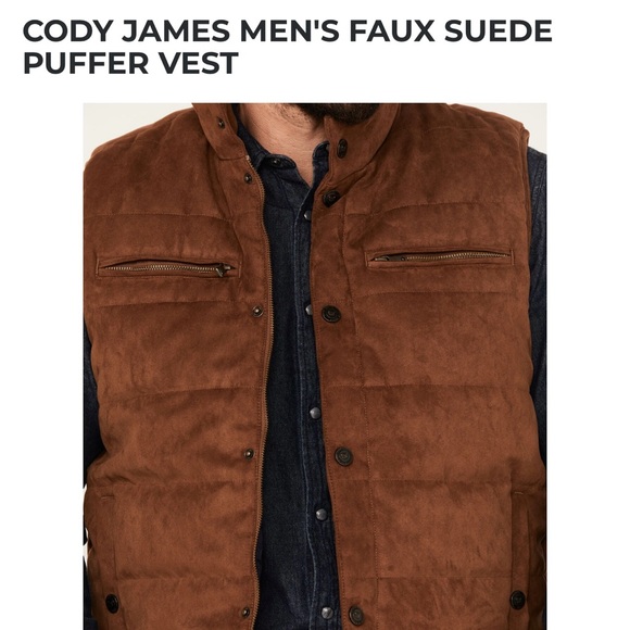 Men's Brown Suede Vest - Picture 4 of 5